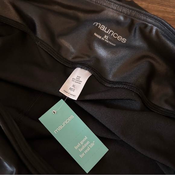 ❤️ NWT maurices Sleek Black Faux Leather Leggings XL - Picture 5 of 10